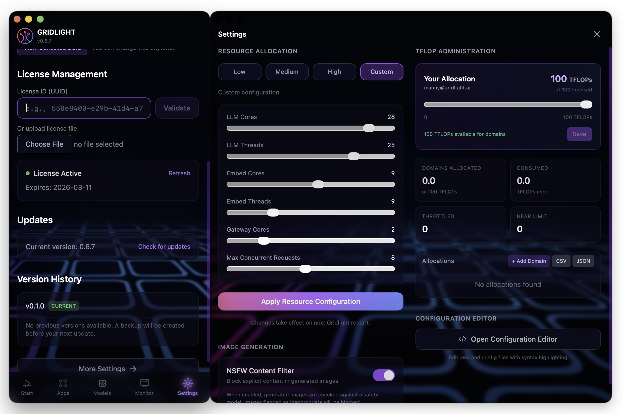 Screenshot: Gridlight setup wizard welcome screen